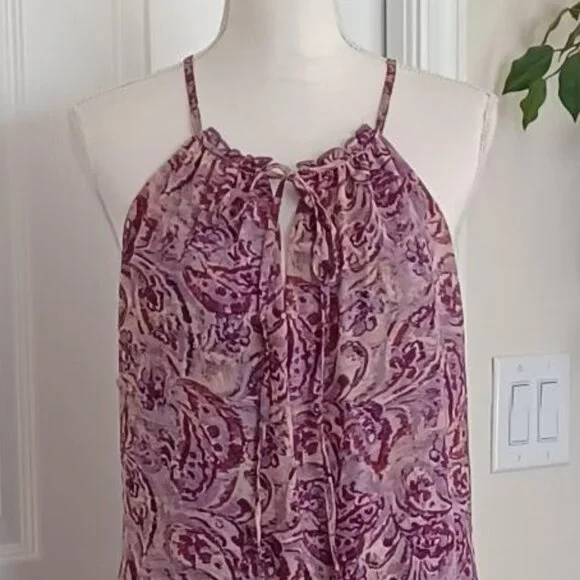 LIKE NEW! Anthropologie DREW Purple Paisley Halter-Tiered Dress Size Large - Picture 3 of 9